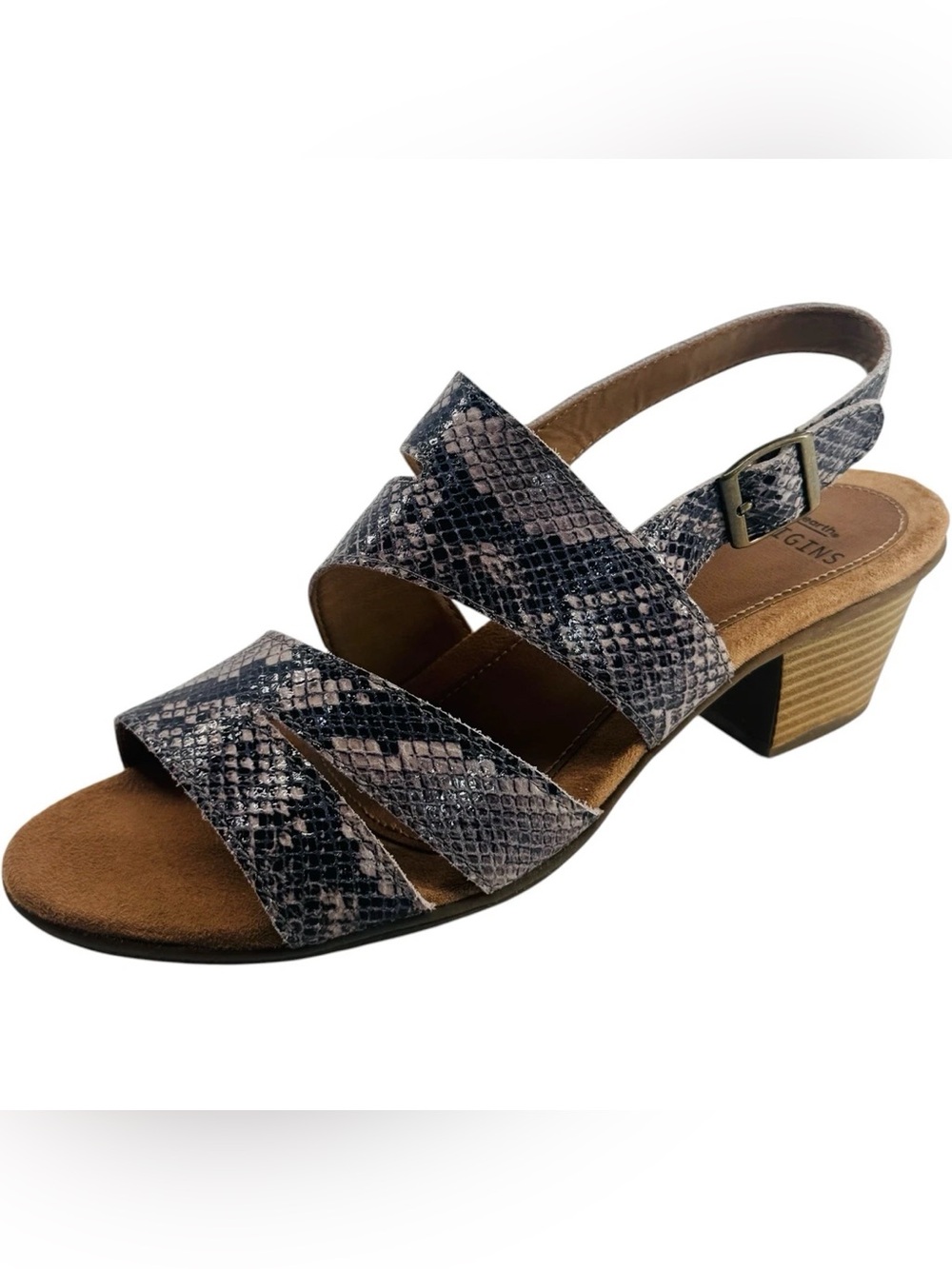 Earth Origins Women’s Cathryn Slingback Leather Snake Print Strappy Sandals
